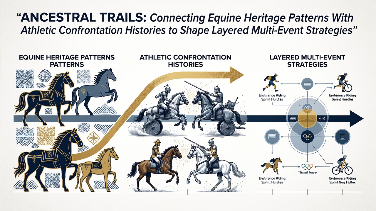 Detailed pedigree charts mapping equine bloodlines alongside historical race confrontation timelines used in multi-event planning