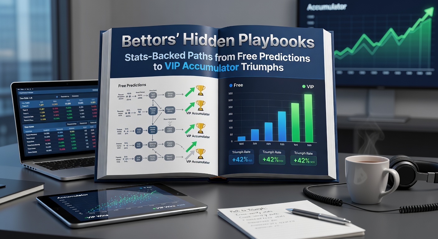 Bettors poring over statistical charts and prediction sheets on a laptop screen, highlighting the analytical side of transitioning from free tips to high-stakes accumulators