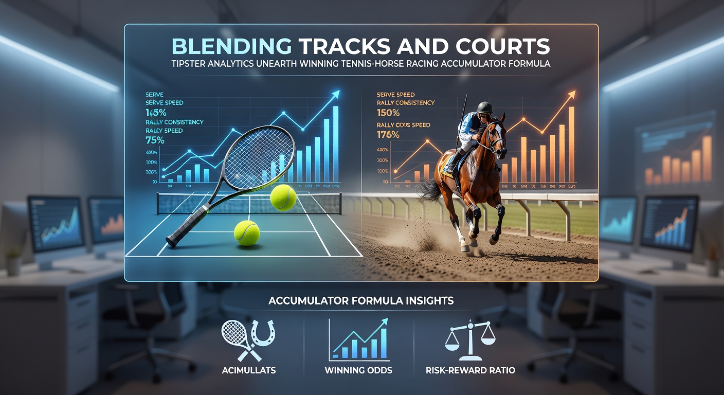 Infographic illustrating key accumulator formulas derived from tipster analytics, highlighting tennis-horse racing blends with ROI metrics