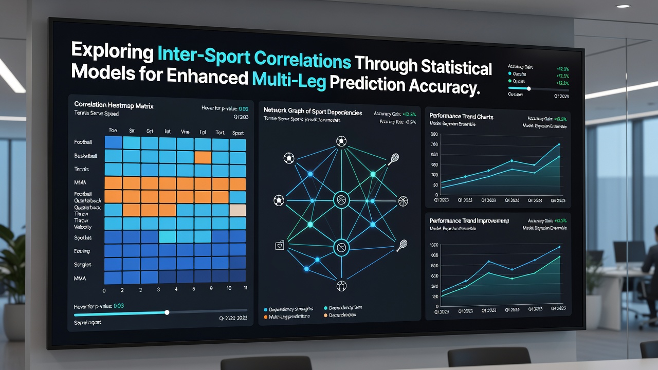 Dashboard displaying inter-sport correlation matrices and multi-leg accumulator accuracy metrics from June 2026 analysis