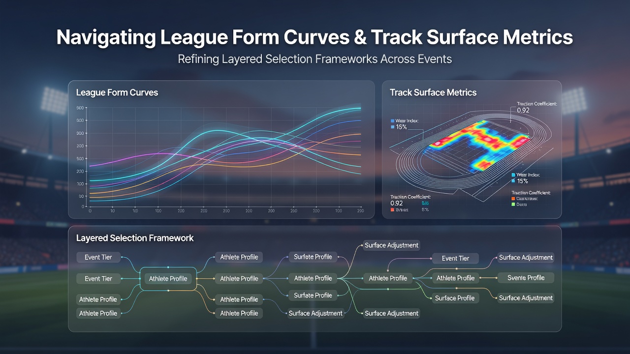 Visual representation of league form curves plotted alongside track surface metrics for multi-event analysis