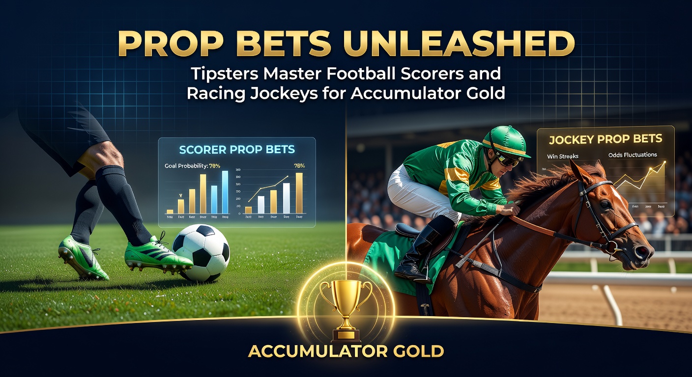 Tipster analyzing football scorer props alongside horse racing jockey stats on a digital dashboard, highlighting accumulator potential