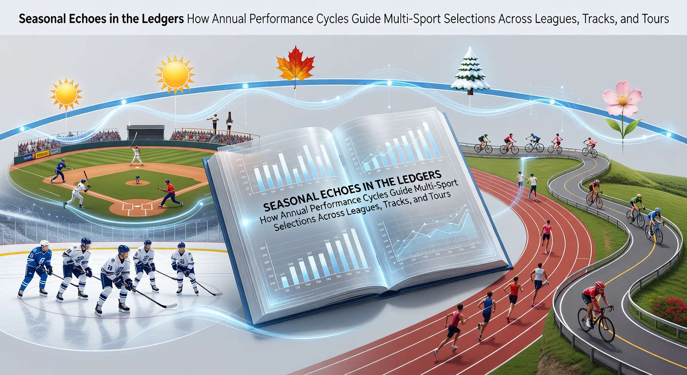 Visual representation of annual performance cycles across football leagues, horse racing tracks, and tennis tours with data overlays