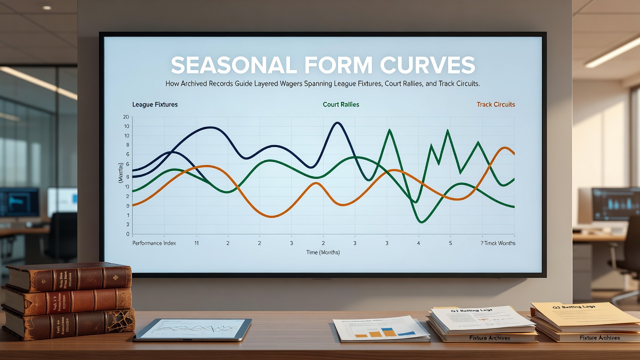Archived sports performance graphs displaying seasonal form curves across football, tennis, and horse racing events