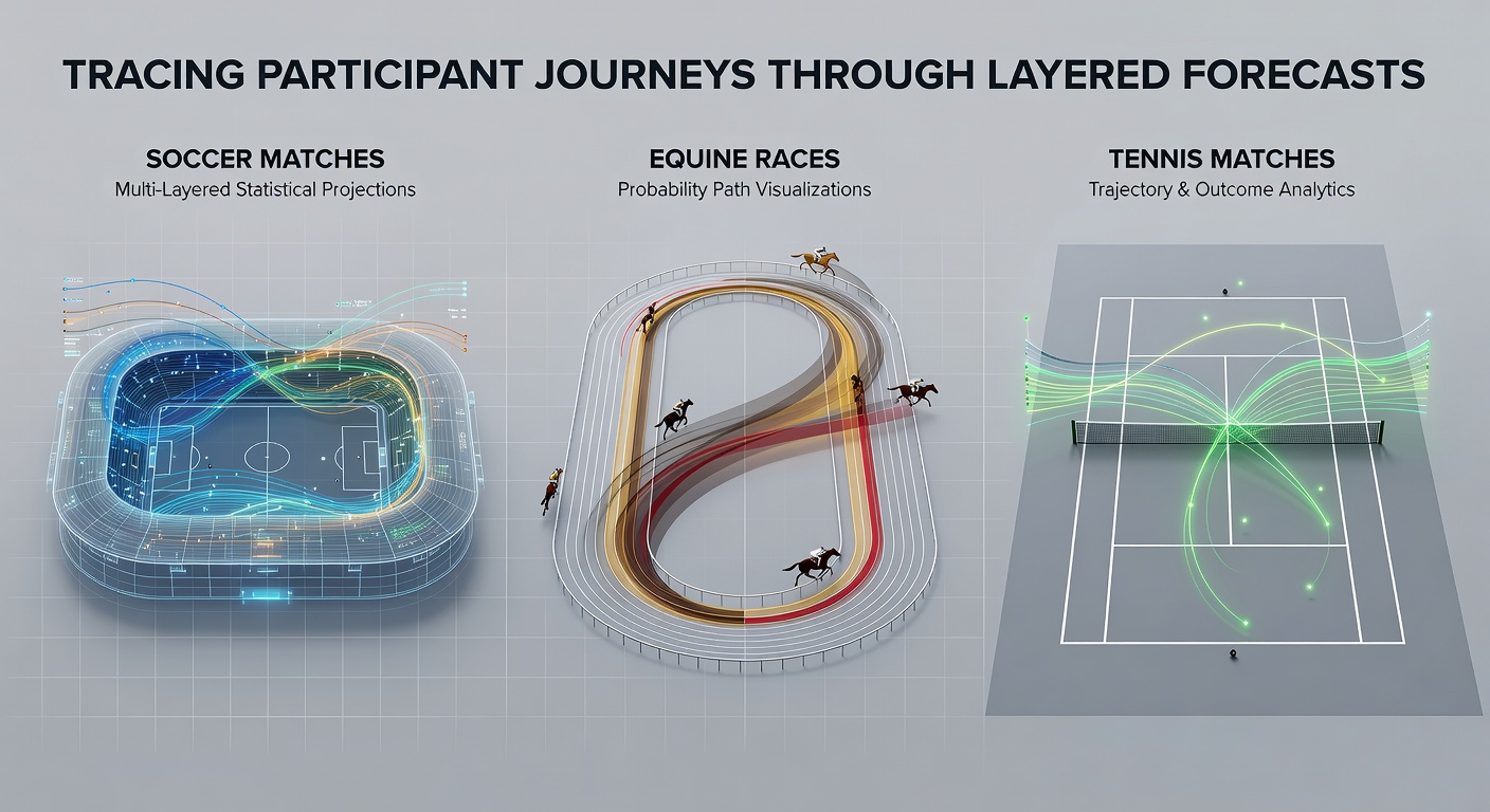 Detailed timeline graphic showing accuracy metric improvements along participant paths in multi-sport forecasting