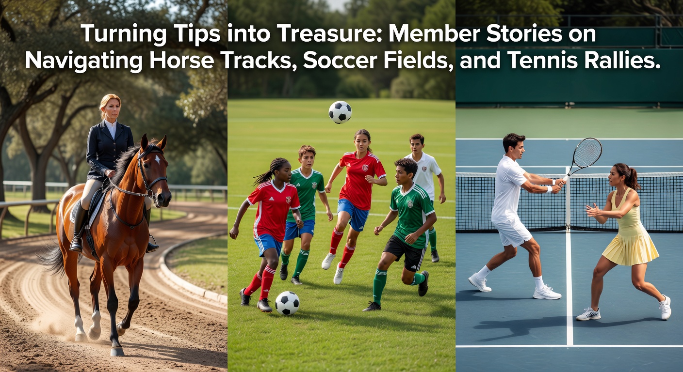A vibrant scene of a horse race finish line with cheering crowds, soccer players in action on a muddy field, and a tense tennis rally under stadium lights, capturing the thrill of betting across sports