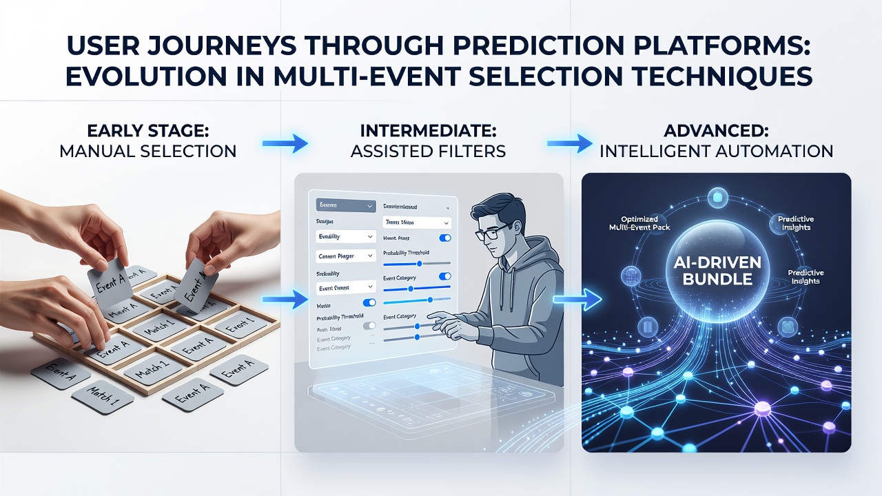 User interface on a prediction platform displaying multi-event selection options across sports and markets